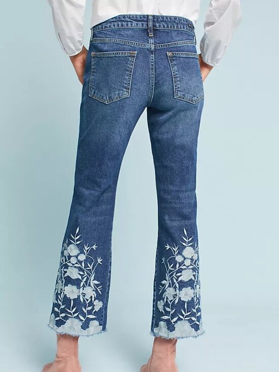 Anthropologie Denim - Anthropologie Pilcro High-Rise Cropped Embroidered Floral Flare Jeans Size 25